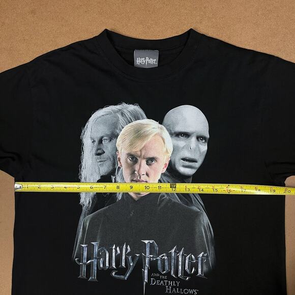 Vtg Harry Potter Deathly Hallows Graphic Promo TShirt Draco Lucius Voldemort Tee - Picture 9 of 16